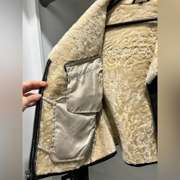 Vintage Harley Davidson Sherpa Lined belted Embroidered Genuine Leather Jacket S - Picture 9 of 14